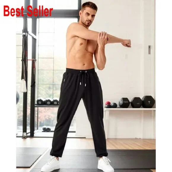 Men's Slim Fit Joggers with Zipper Pockets Athletic Workout Sweatpants